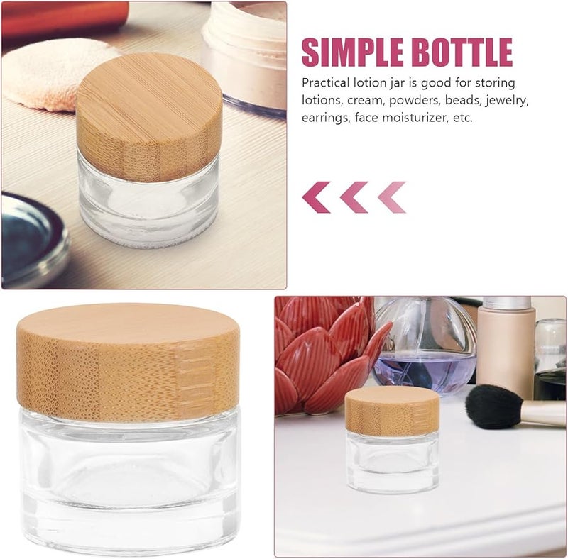 10g Glass Jars with Wood Lids Refillable Cosmetic Containers for Creams Lotions Travel Friendly - Image 4